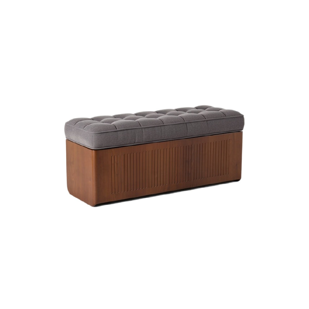 **Banquette de rangement en bois avec assise rembourrée**