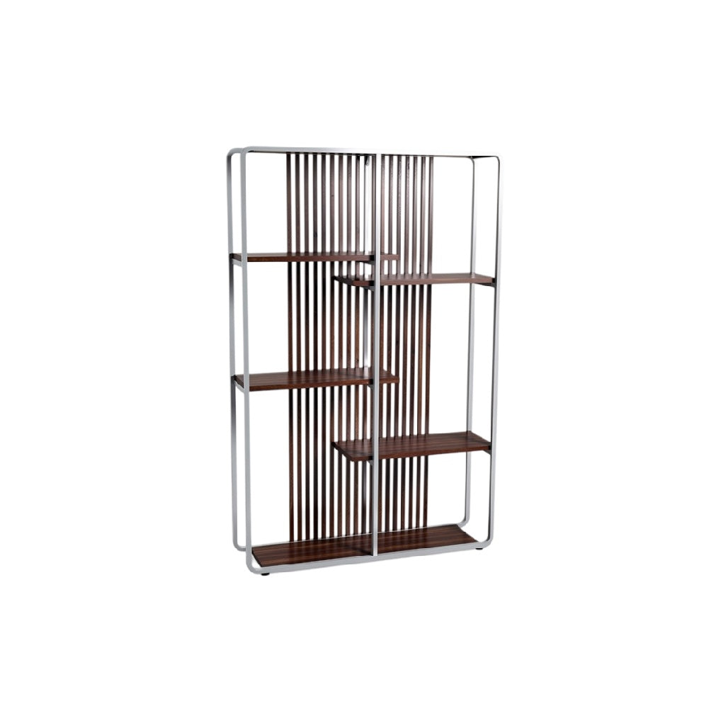 **Étagère moderne en métal et bois avec étagères ouvertes**