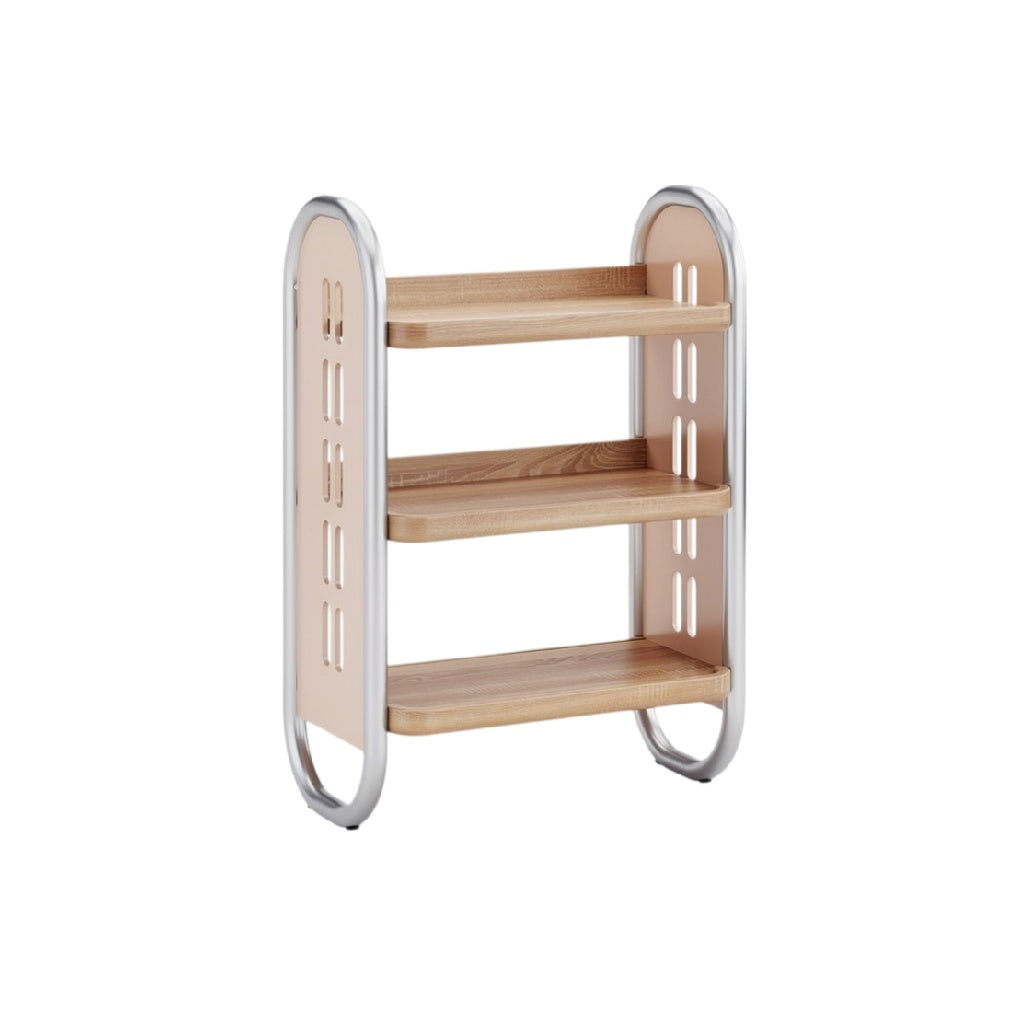 **Étagère moderne en bois et métal avec trois niveaux**