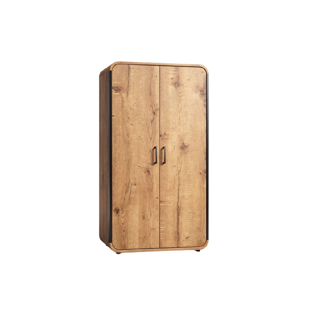 **Armoire en bois avec portes doubles et finition naturelle**