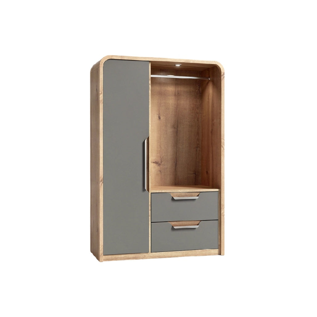 **Armoire Moderne avec Éclairage LED et Rangement Fonctionnel**